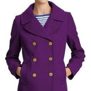 J. Crew Classic Pea Coat Royal Purple Sz 12